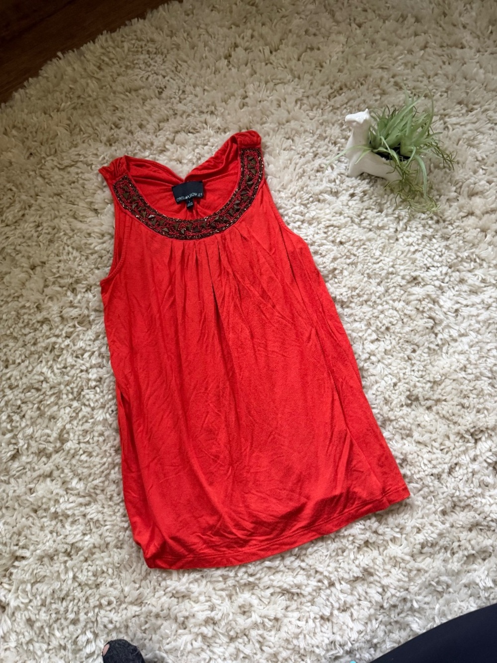Cynthia Rowley sleeveless Cynthia Rowley Red Sleeveless Beaded vintage y2k Neckl